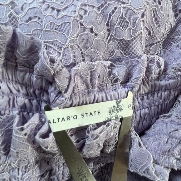 Altar'd State Trystyn Dress Women Small Purple Lace Fit & Flare Midi Tiered Boho - Picture 6 of 10